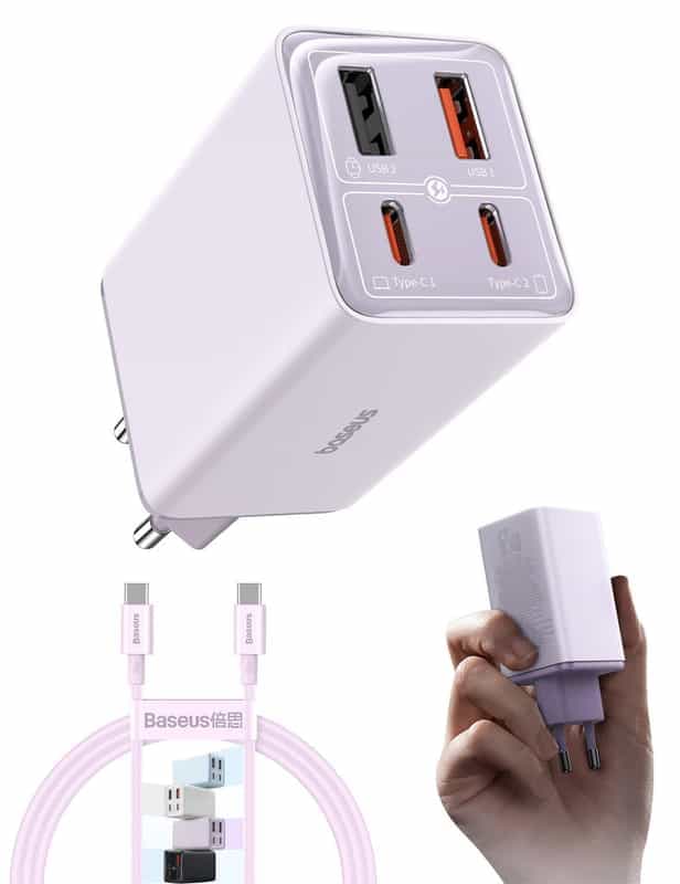 Chargeur USB-C Rapide 65W Baseus avec 4 Ports - Technologie GaN 6 - Violet