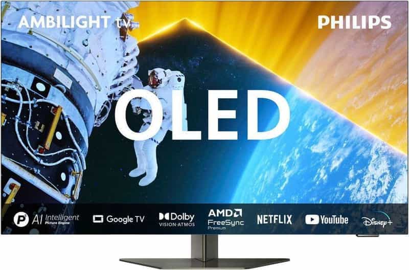 Téléviseur 55" Philips 55OLED849 (2024) - Technologie OLED, Ambilight, 4K, 144Hz, Dolby Vision, FreeSync Premium & G-Sync, VRR/ALLM, Smart TV (+ 100€ Adhérents)