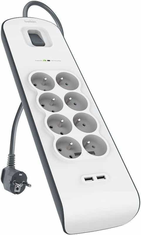 Multiprise Parafoudre Belkin BSV804ca2M (8 Prises + 2 USB 2.4A) - Protection Maximale et Recharge Rapide