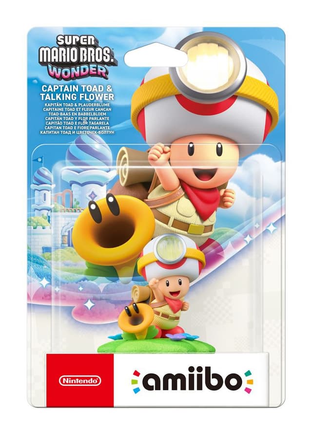 Figurine Amiibo Capitaine Toad & Fleur Cancan pour Super Mario Bros. Wonder