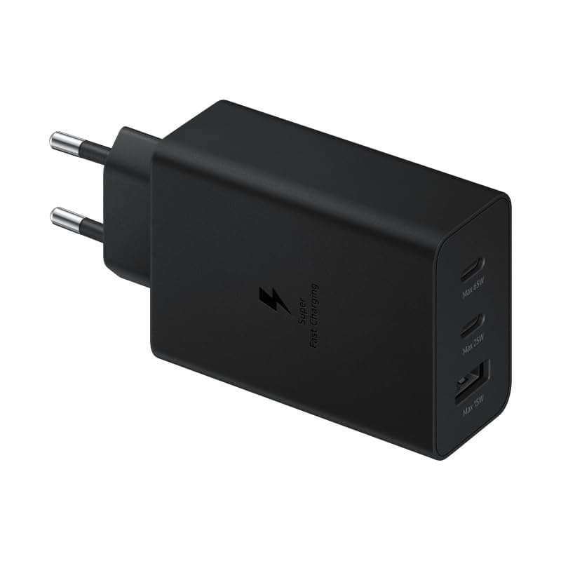 Chargeur Samsung Ultra Rapide 65 W Noir avec 3 ports (USB-C x2 et USB-A)