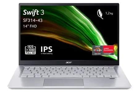 PC Portable Acer Swift SF314 : Ecran FHD IPS 300 nits, Ryzen 7 5700U, 16 Go RAM, 512 Go SSD, Win 11, design Alu, clavier rétroéclairé & housse inclus 🚀