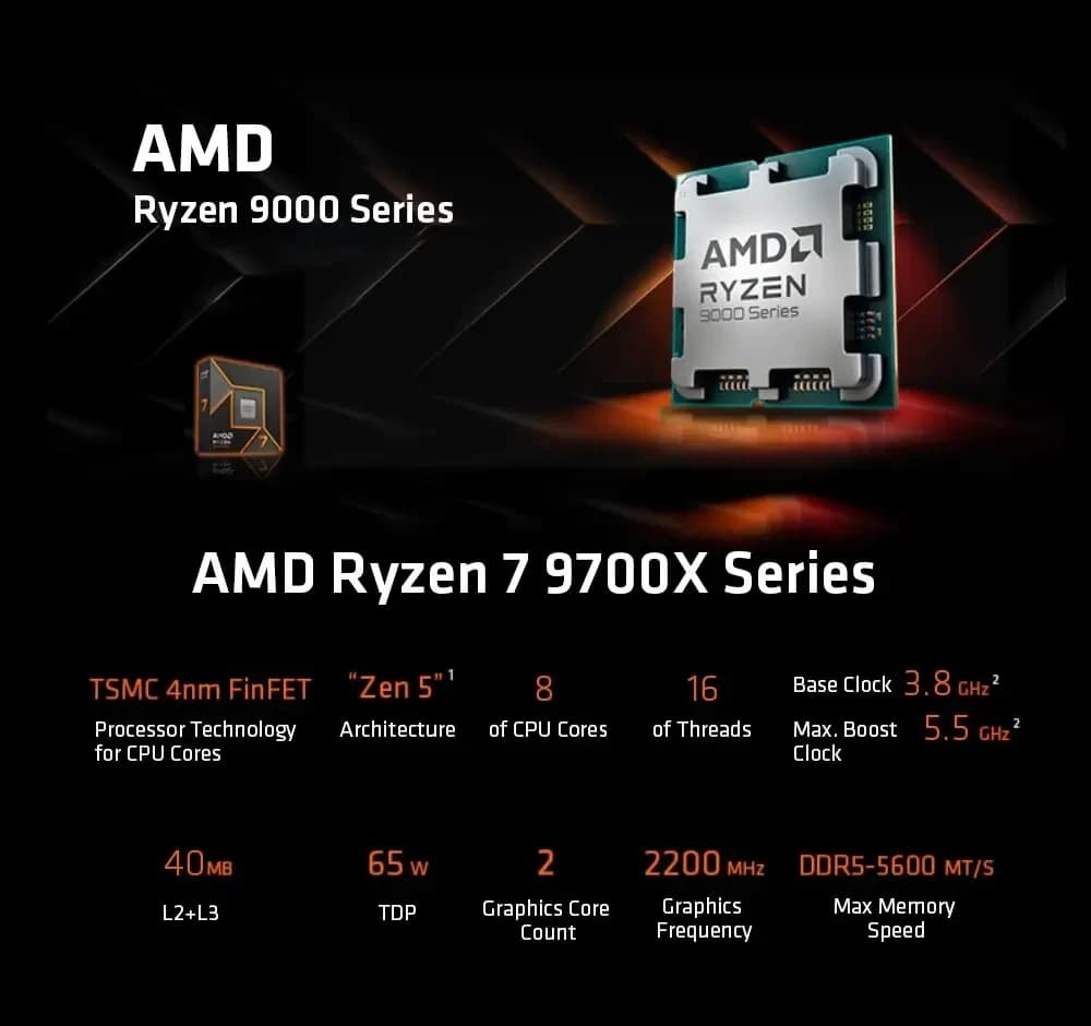 Code promo - Offre spéciale : Processeur AMD Ryzen 7 9700X avec réduction PayPal