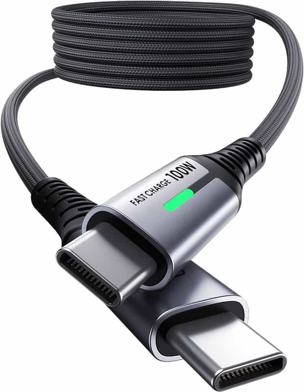 INIU Câble USB C, 2m 100W PD 5A Cable USB C Charge Rapide QC 4.0 Chargeur Type C Nylon Tressé pour iPhone 15 Samsung S23 Ultra iPad Air MacBook Pro Google Pixel 7 Xiaomi Switch PS5 Tablet S8 ECC.