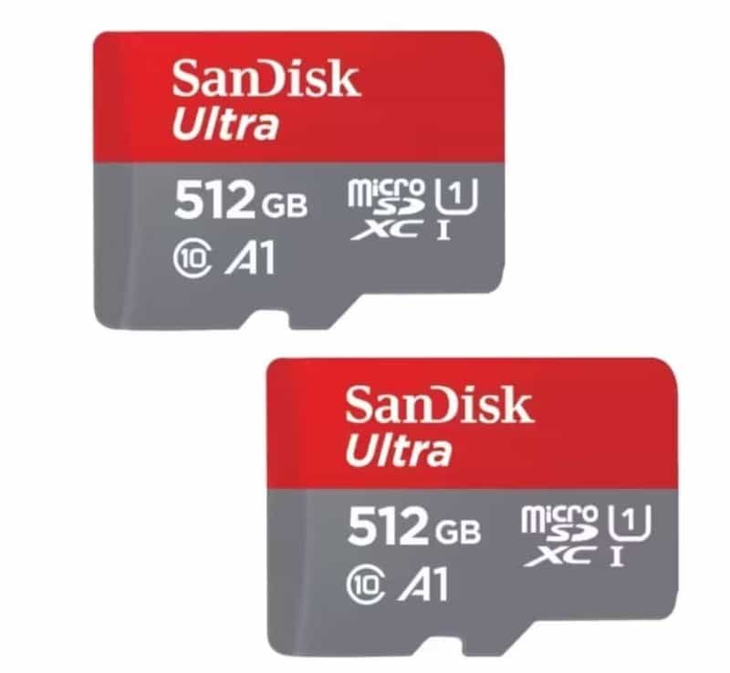 Lot de 2 Cartes MicroSDXC SanDisk Ultra 512 Go - 150 Mo/s, A1, UHS-I, Class 10