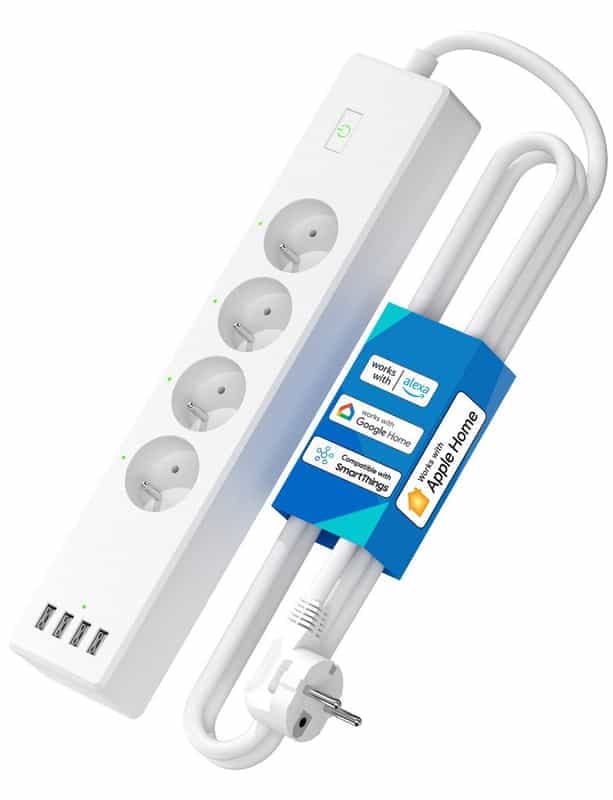 Multiprise intelligente Meross FR avec Prises et Ports USB - Contrôle vocal et programmable