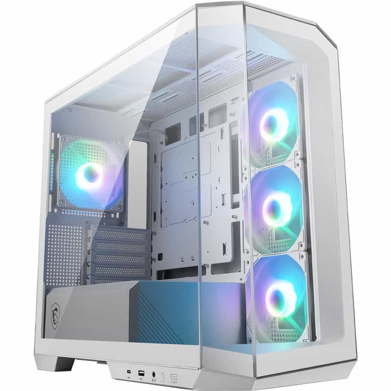 Boîtier PC MSI Mag Pano M100R PZ White - Petit format, Ventilation RGB, Panneau de Contrôle RGB
