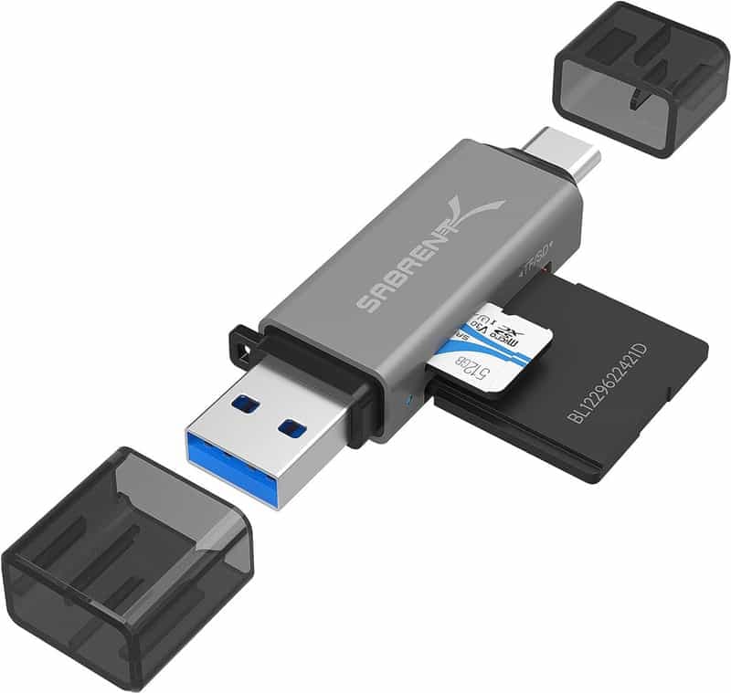 Lecteur de Carte Mémoire USB Sabrent Double Slot - Transfert Rapide de Données SD/Micro SD