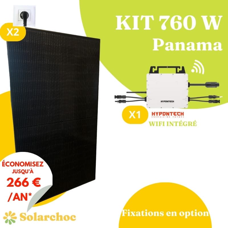 Kit Solaire 760W avec 2 Panneaux Honor 380W et Micro Onduleur Hypontech HMS800-C Wifi