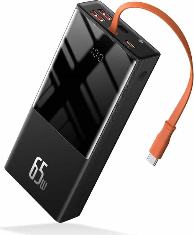 Batterie Externe Baseus PD 65 W USB C avec Câble Intégré et Charge Rapide Bidirectionnelle