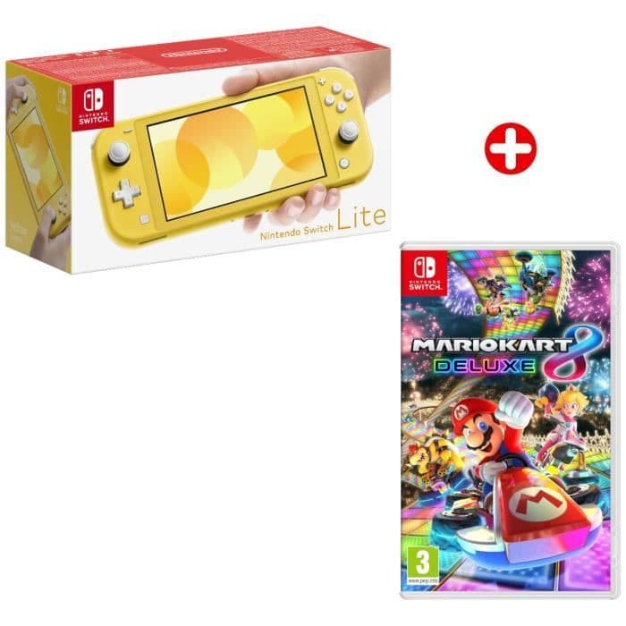 Pack Nintendo Switch Lite Jaune avec Mario Kart 8 Deluxe