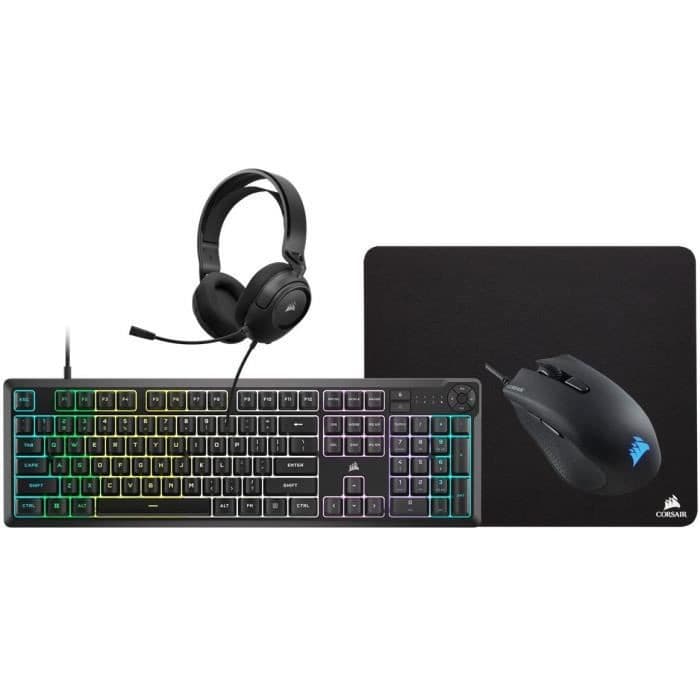 Pack Gaming Corsair : Clavier K55 RGB + Casque HS35 + Souris Harpoon RGB + Tapis de Souris MM100