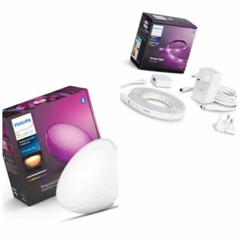 Pack Éclairage Connecté : Lampe Ambiance Philips Hue Go V2 + Bande Lumineuse Philips