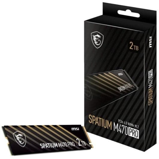 SSD Interne MSI Spatium M470 Pro - 2 To, 6000 Mo/s, NVMe PCIe 4.0 M.2 Gen4