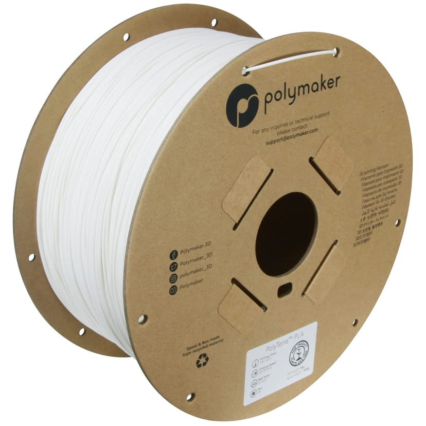 Bobine de 3 Kg de Filament PLA PolyTerra en Blanc Coton 1,75mm