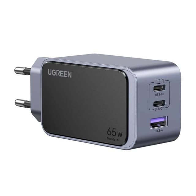 Chargeur ultra-rapide Ugreen Nexode 65W 3 ports GaN gris