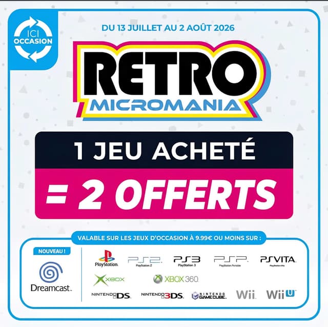 2 jeux rétro offerts avec l'achat d'un jeu d'occasion