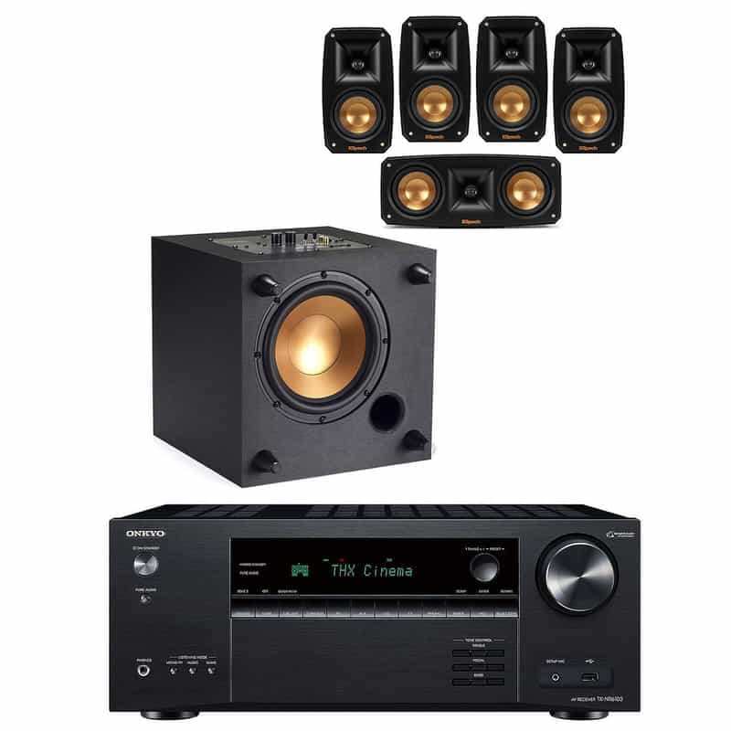 Système Home Cinéma Complet Onkyo TX-NR6100B Noir + Klipsch Reference Theater Pack 5.0 + R-8SW