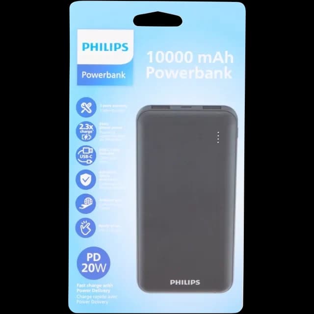 Batterie Philips 10000 mAh : Charge rapide et polyvalente
