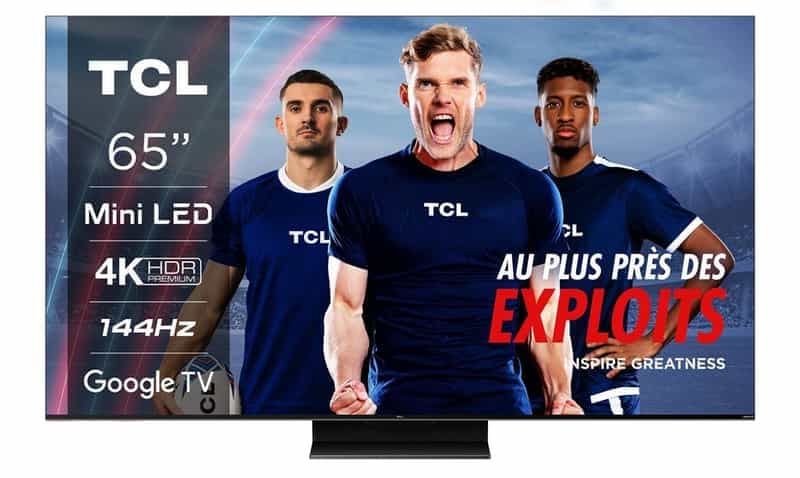 Téléviseur 65" TCL 65C802 - Technologie Mini-LED, 144Hz, HDR Premium 1300, Dolby Vision IQ, FreeSync