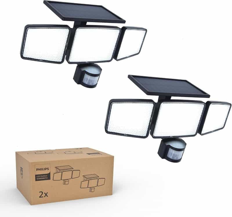 Lot de 2 Lampes solaires Philips avec capteur de présence et 302 LED
