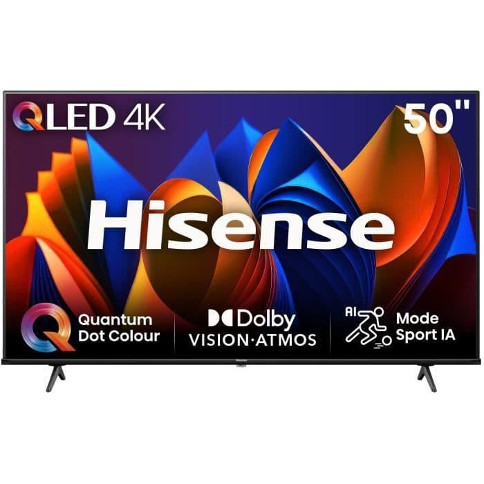 TV 50" Hisense 50E77NQ : Écran QLED 4K UHD avec Dolby Vision et Atmos