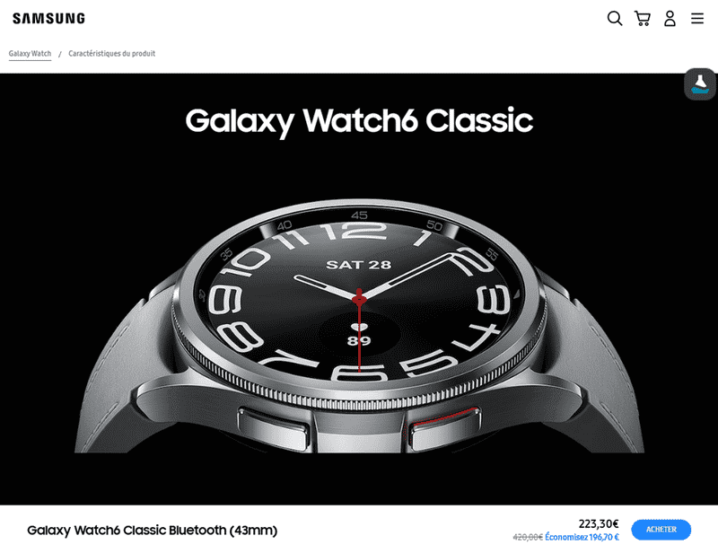 Offre exclusive : Samsung Galaxy Watch6 Classic 43mm avec 100€ remboursés