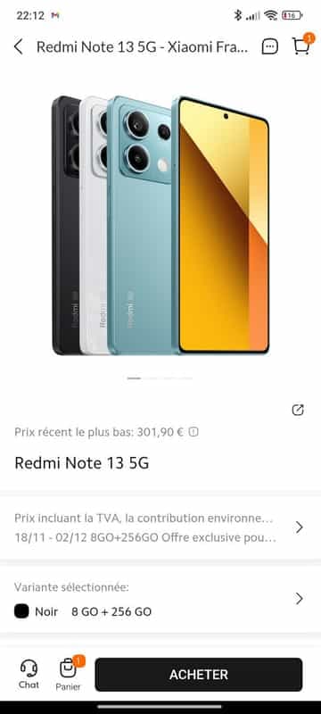 Smartphone Redmi Note 13 5G - 8/256 Go