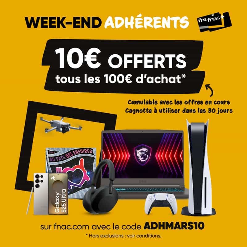 Code promo - Adhérents : 10€ crédités sur votre compte fidélité pour 100€ d'achat