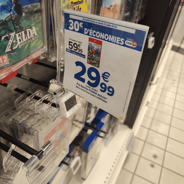 Mario Tennis Fever à prix réduit chez Carrefour (30€ de cashback)
