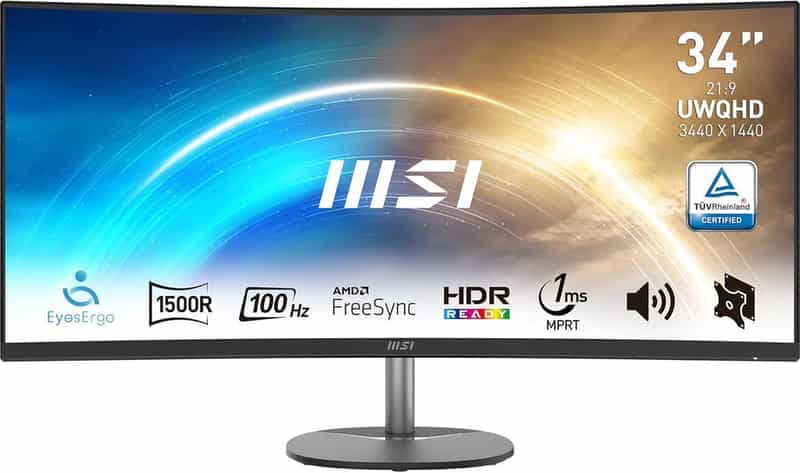 Code promo - Écran PC Incurvé 34" MSI Pro MP341CQ - Dalle VA 21:9, UWQHD, 100Hz, 1ms, 300 nits