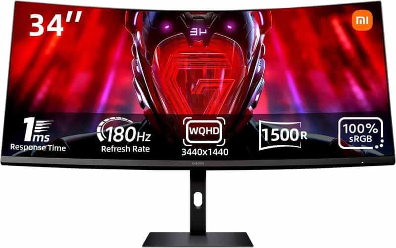 Écran PC Xiaomi G34WQi - Expérience immersive 34" WQHD, 180 Hz, Dalle VA, Réglable, Frontaliers Espagne