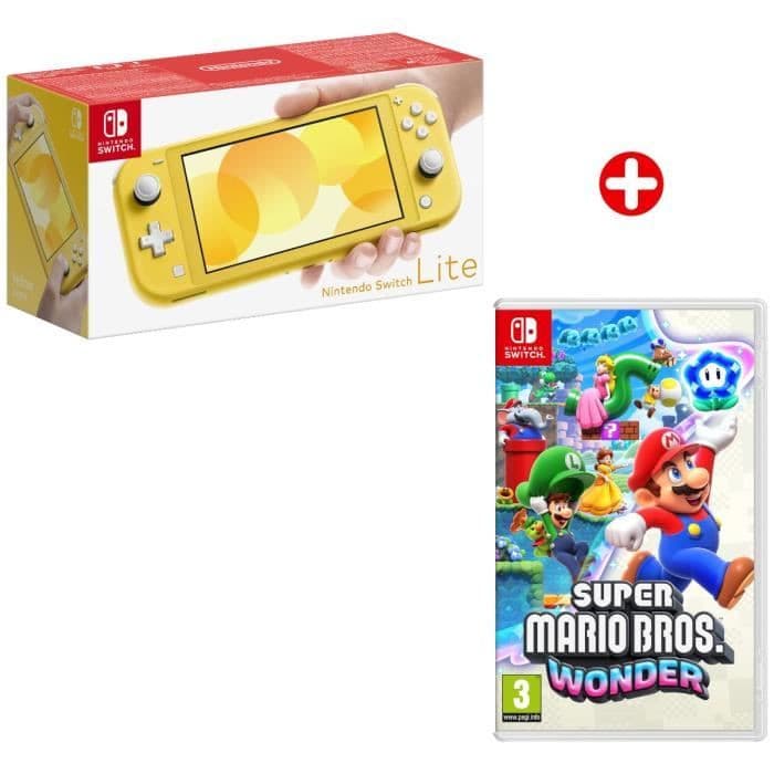 Pack Nintendo Switch Lite Jaune + Super Mario Bros. Wonder