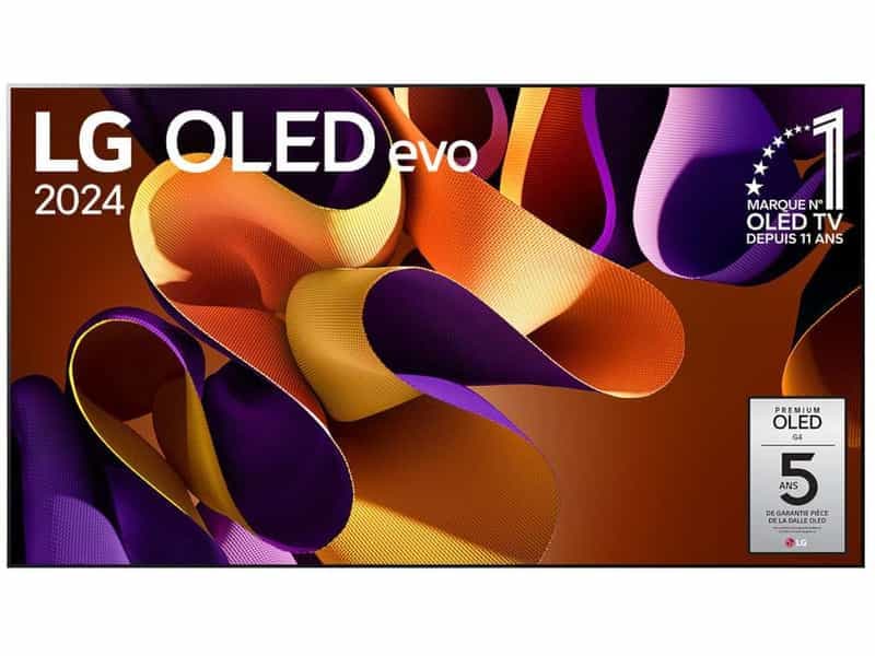 Téléviseur LG OLED55G4 de 55 pouces - Qualité OLED Evo, 4K UHD, 144Hz, HDR10 Pro, Dolby Vision IQ, FreeSync Premium & G-Sync, VRR/ALLM, Smart TV (Avec remboursement de 200€)