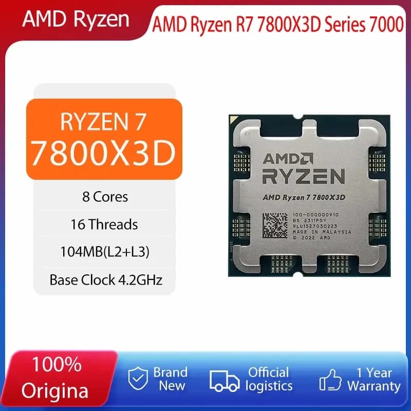 Processeur AMD Ryzen 7 7800X3D - Version Tray sans boîte ni ventirad