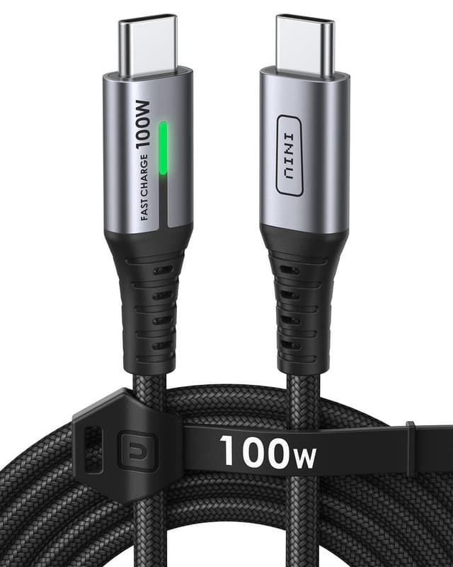 Câble USB-C Iniu 2m : Charge 100W ultra-rapide et sécurisée