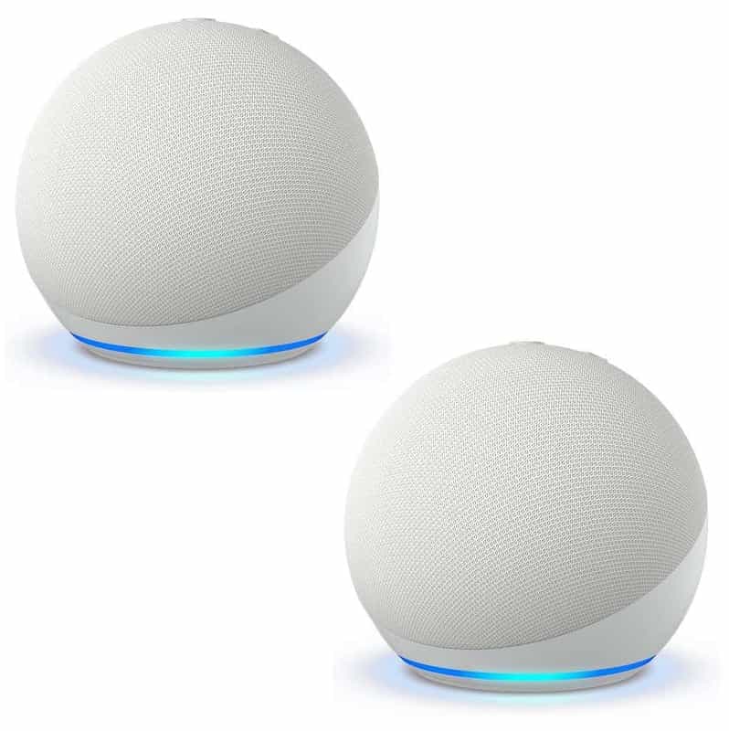 Pack de 2 enceintes Echo Dot 5 connectées - Bluetooth & WiFi, avec Alexa (Variété de couleurs)