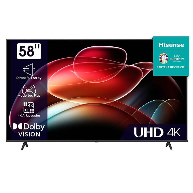 Téléviseur 58 pouces Hisense 58A6K - LED, 4K UHD, HDR10+, Dolby Vision, Smart TV
