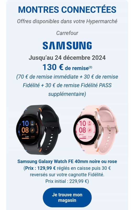 Montre Intelligente Samsung Galaxy Watch FE - Édition Rose et Noire