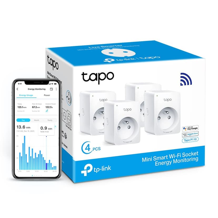 Lot de 4 Prises Connectées Tapo P110 Compatibles Alexa et Google Home