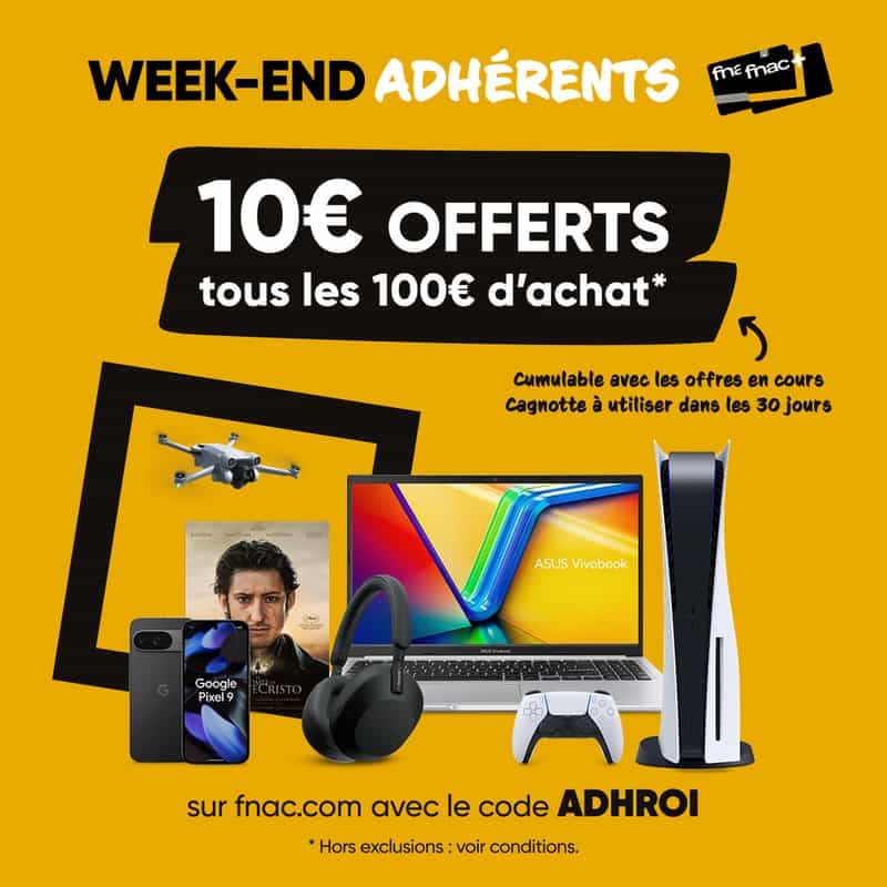 Adhérents : 10€ offerts tous les 100€ d'achat sur tout le site