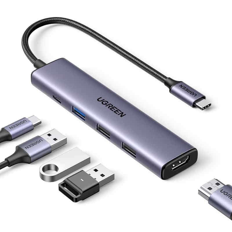 Hub USB-C 5-en-1 Revodok 105 by UGREEN - Prise en charge USB-C PD 100W, HDMI 4K@30Hz, et Ports USB-A