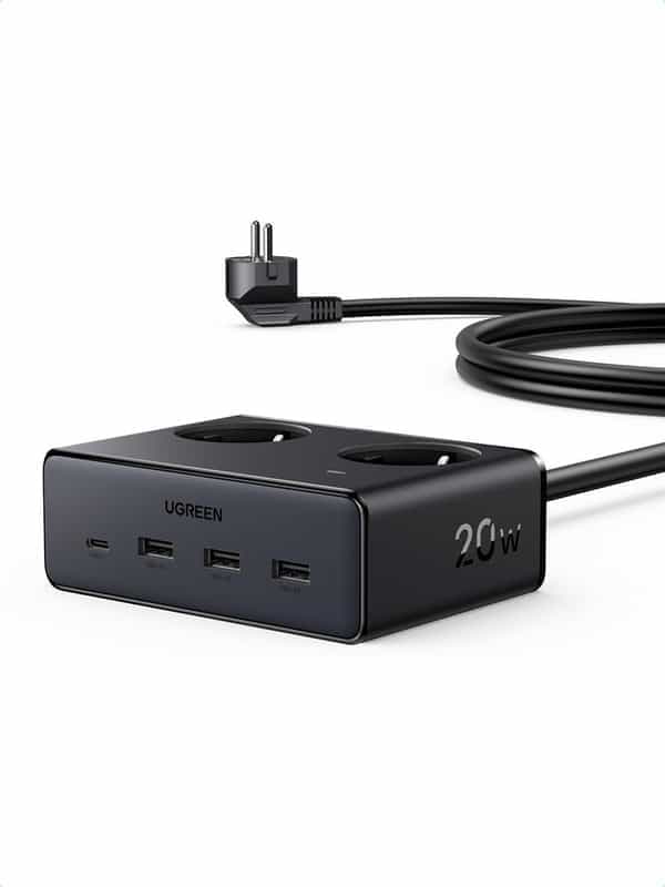 Multiprise Ugreen 6 en 1 avec Interrupteur, 3680W, Chargeur USB C et USB A